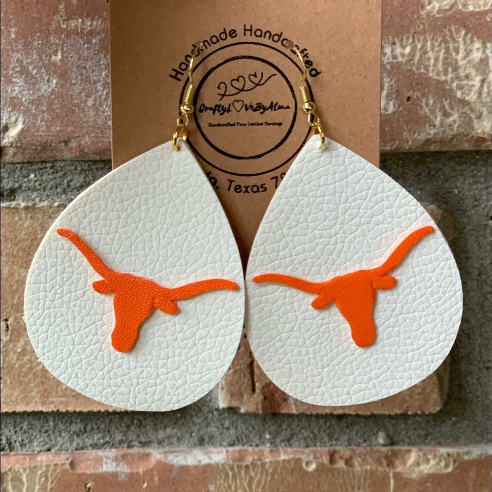 Longhorn Cut-Outs Dangle Faux Leather Earrings | Beautiful Handmade-Handcrafted